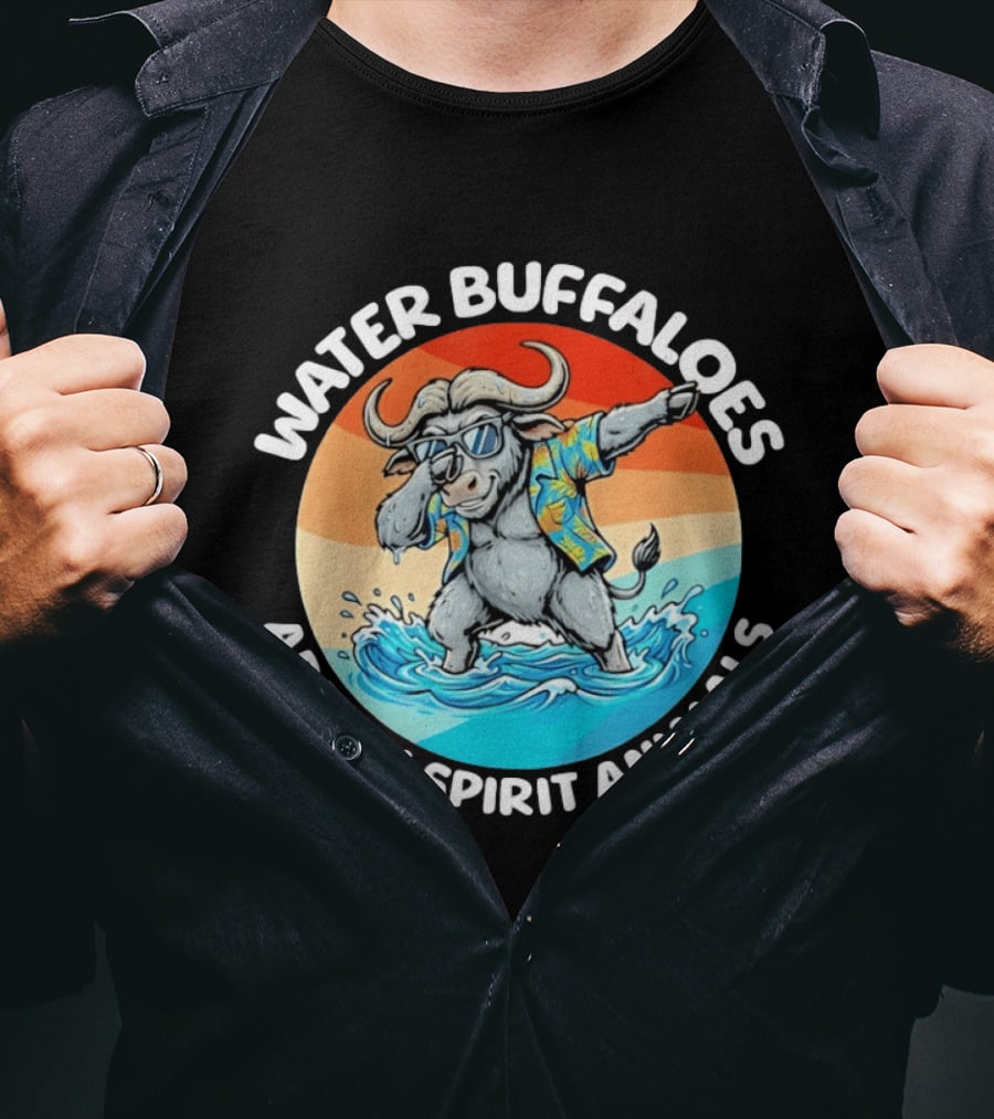 Water Buffaloes Are My Spirit Animals Dabbing Tropical Sunset T-Shirt