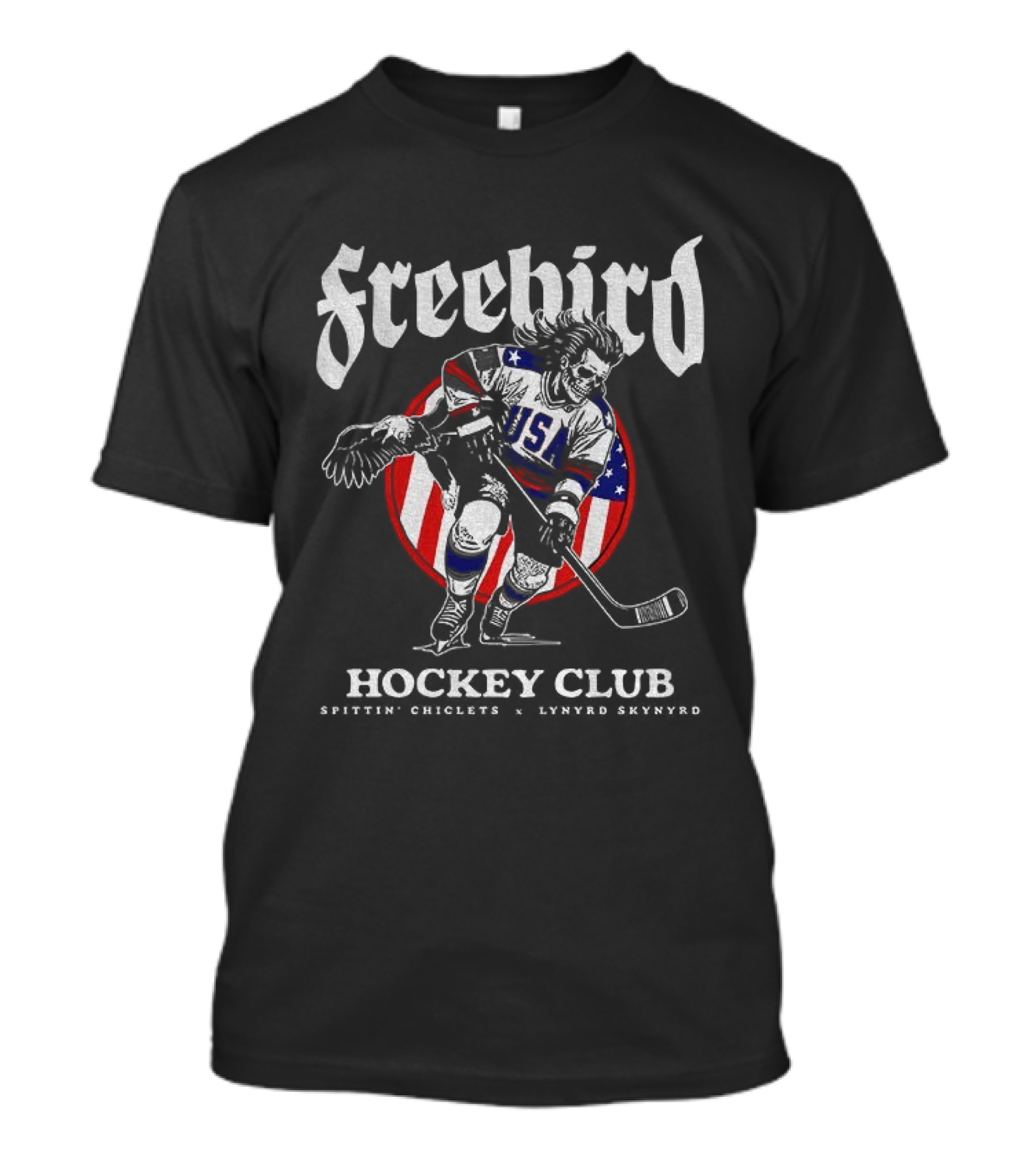 Freebird USA Spittin Chiclets Lynyrd Skynyrd Hockey Club T-Shirt