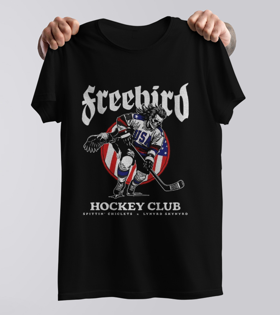 Freebird USA Spittin Chiclets Lynyrd Skynyrd Hockey Club T-Shirt