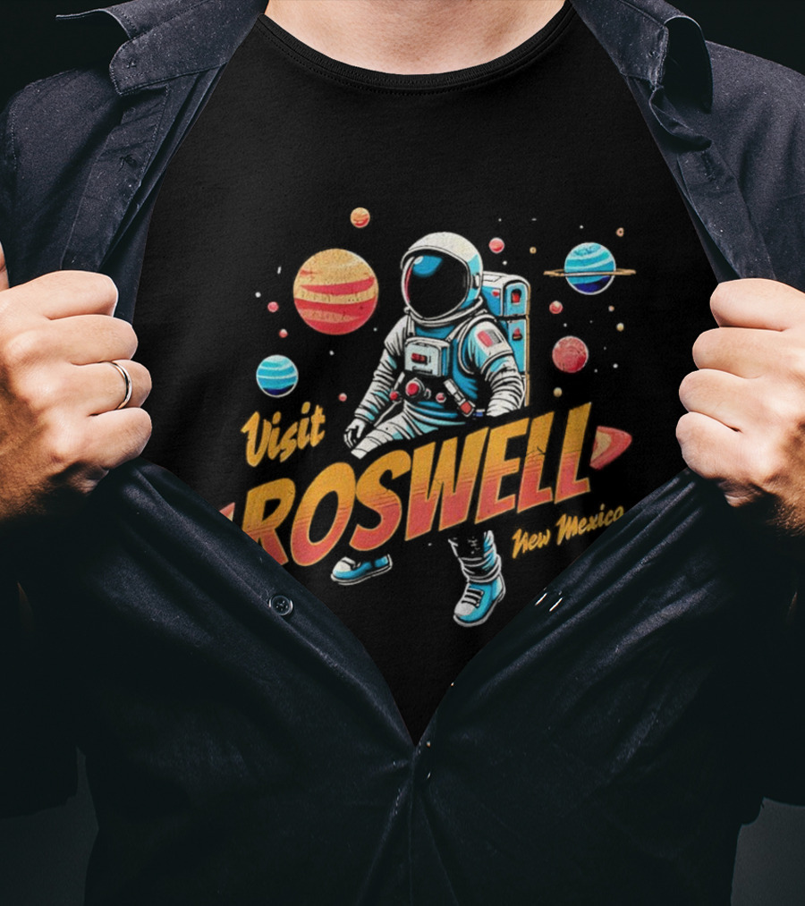 Visit Roswell New Mexico Astronaut Space Adventure Planets T-Shirt