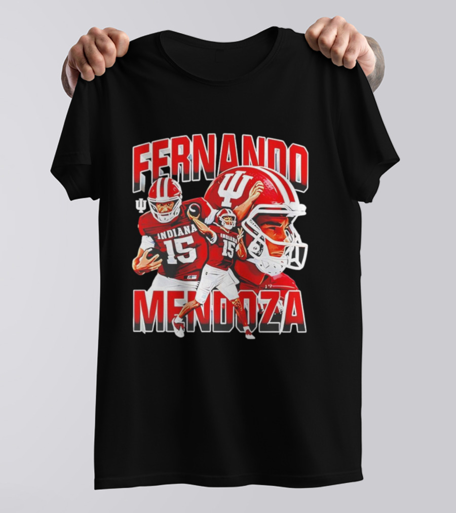 Indiana Football Fernando Mendoza Collage NCAA Player Number 15 T-Shirt