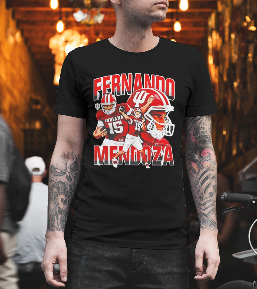 Indiana Football Fernando Mendoza Collage NCAA Player Number 15 T-Shirt