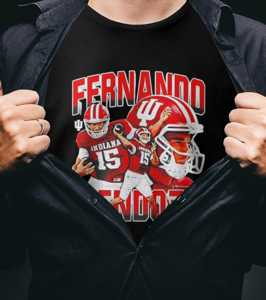 Indiana Football Fernando Mendoza Collage NCAA Player Number 15 T-Shirt