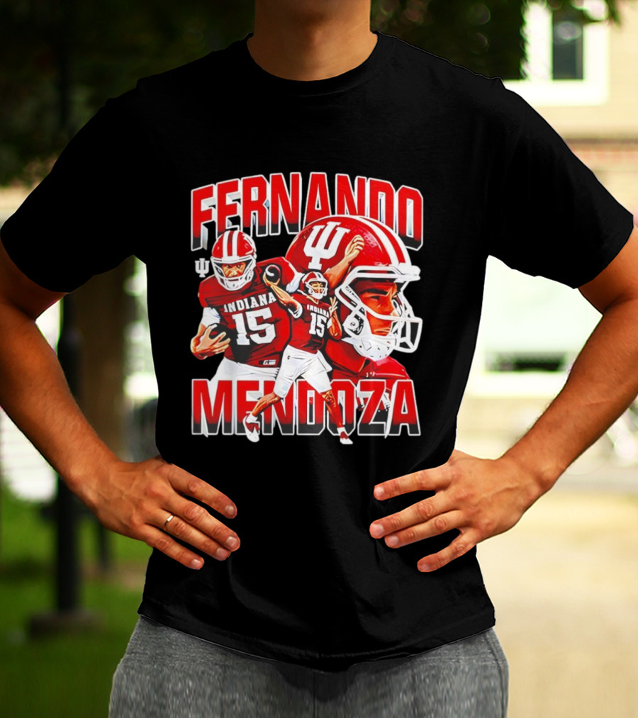 Indiana Football Fernando Mendoza Collage NCAA Player Number 15 T-Shirt