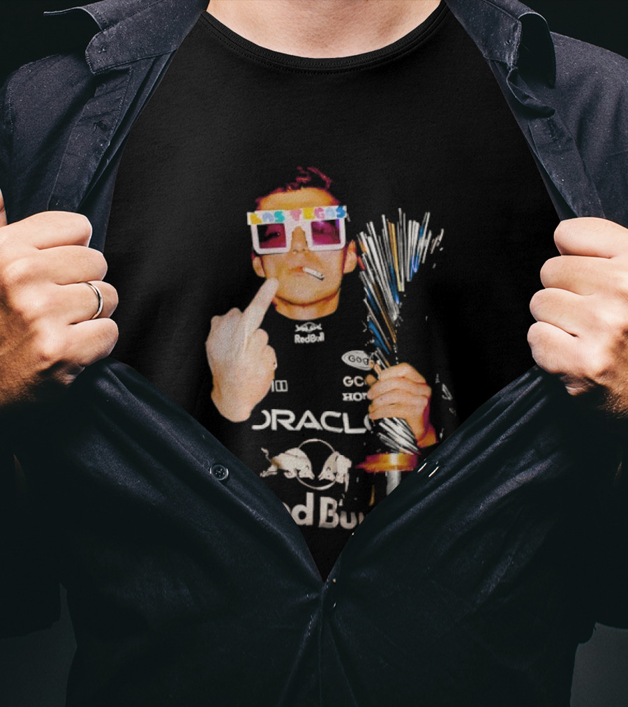 Max Verstappen Oracle Red Bull Pink Lego Sunglasses Middle Finger Las Vegas GP 2025 T-Shirt