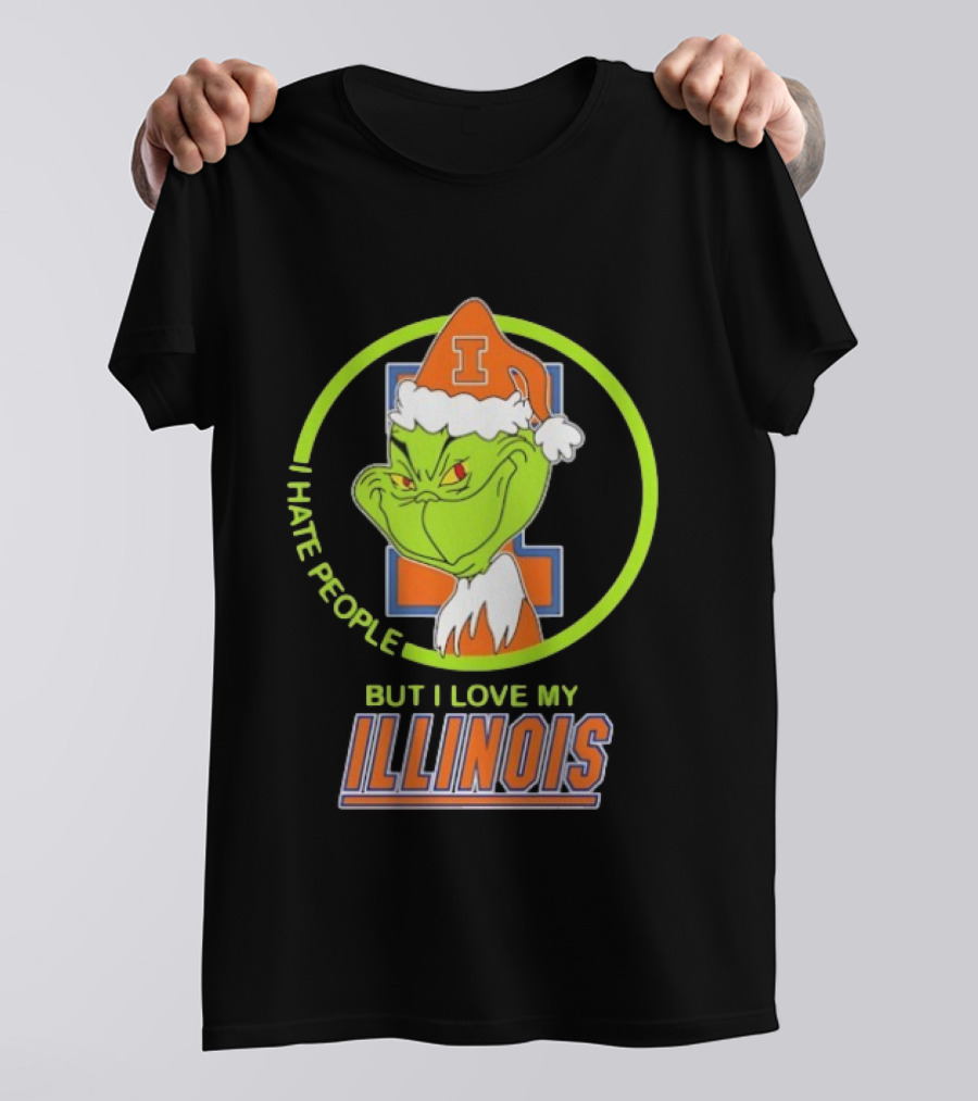 Grinch I Hate People But I Love My Illinois Fighting Illini T-Shirt