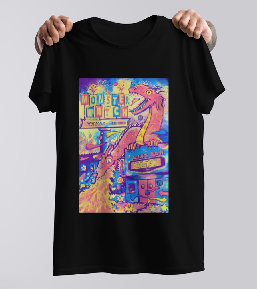 Monster Featuring Lucus Bogus And Sale Fuegos At Alex's Bar Long Beach CA Dec 21 2025 With Psychedelic Dragon Art T-Shirt