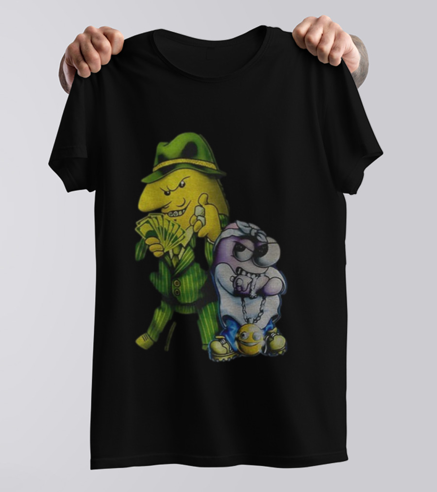 Pim And Charlie Cartoon Money And Chains Gangster Style T-Shirt