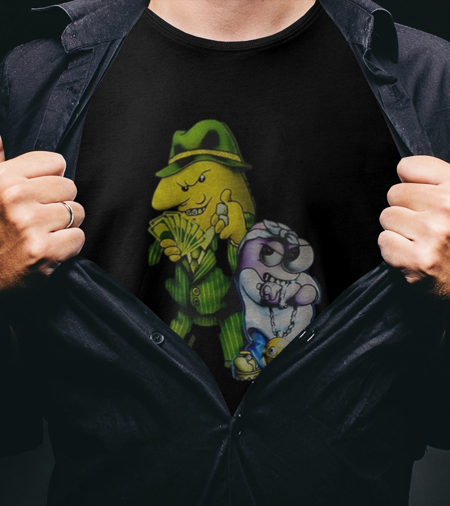 Pim And Charlie Cartoon Money And Chains Gangster Style T-Shirt