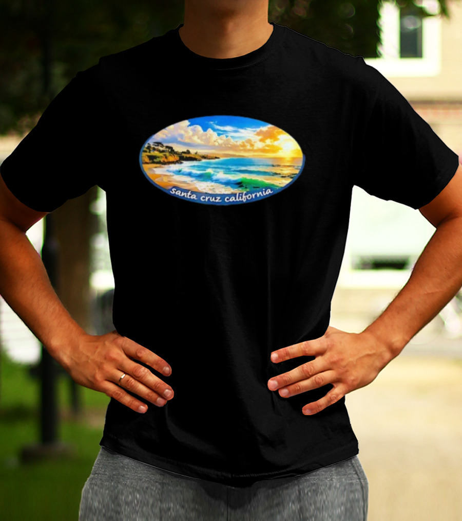 Ocean Coastal Scene Santa Cruz California Sunset T-Shirt