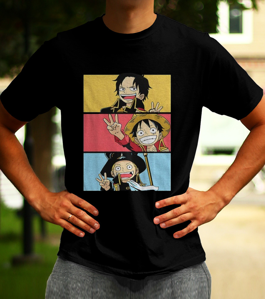 Straw Hat Pirates Luffy Ace Sabo Iwara One Piece Manga Brothers Japanese T-Shirt