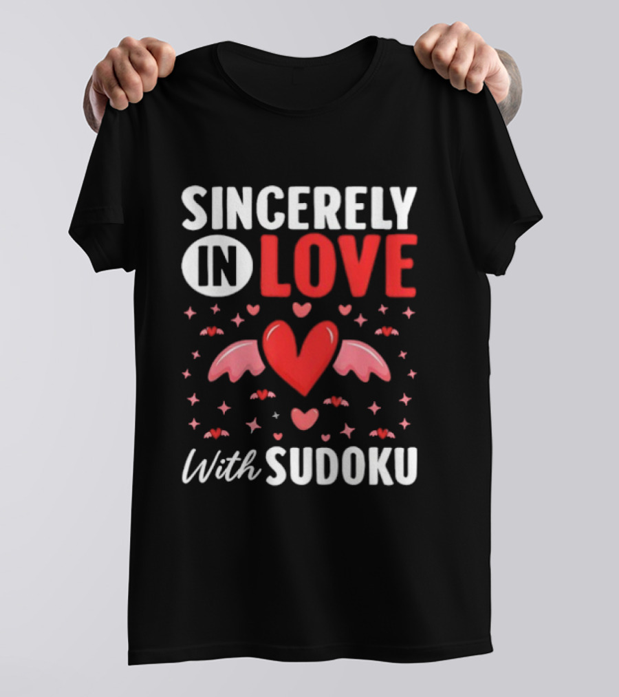 Sincerely In Love With Sudoku Heart Wings And Stars T-Shirt