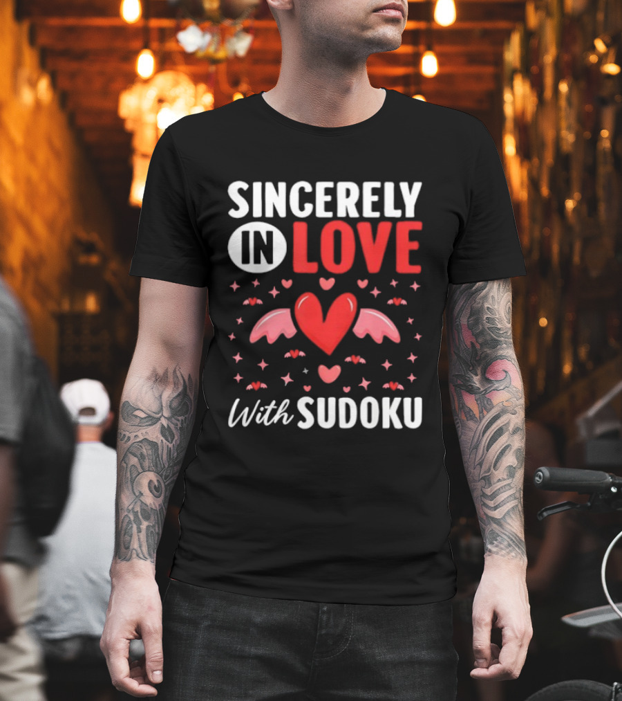 Sincerely In Love With Sudoku Heart Wings And Stars T-Shirt