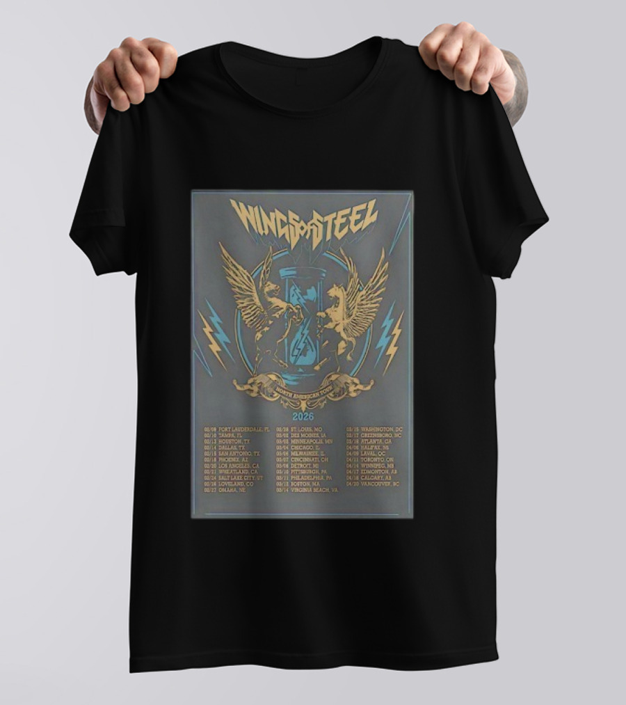 Wings Of Steel North American Tour 2026 With Lightning Peagasus And Concert Dates T-Shirt