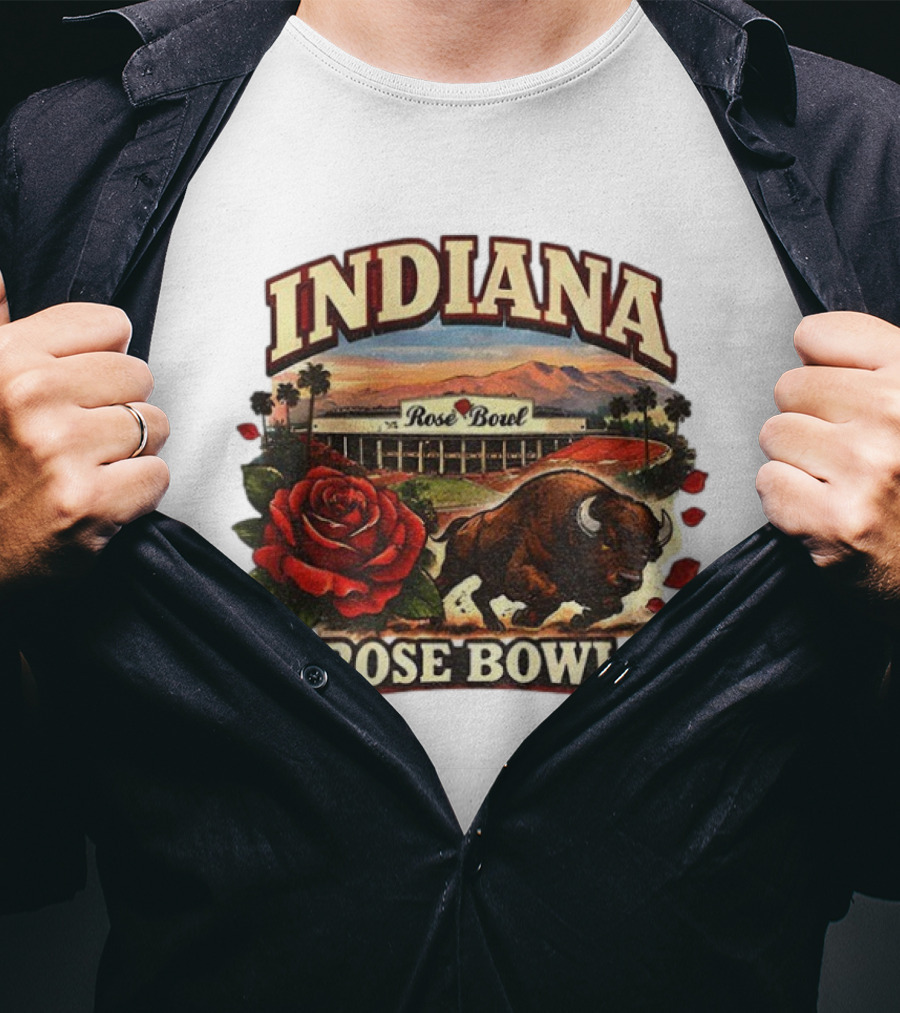 Indiana Rose Bowl Pasadena CA Game Day Vintage Buffalo And Rose Stadium Retro T-Shirt