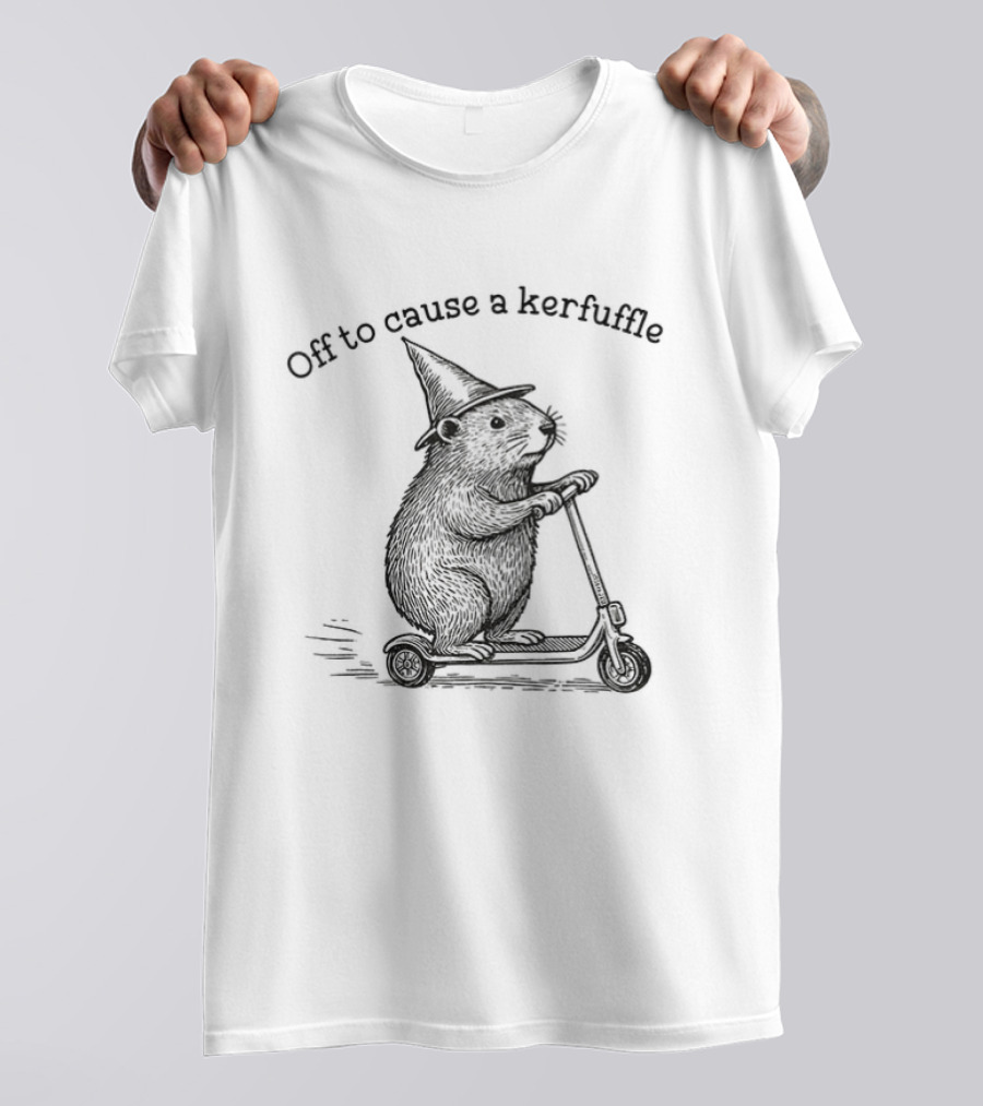 Off To Cause A Kerfuffle Groundhog Witch Riding Scooter T-Shirt