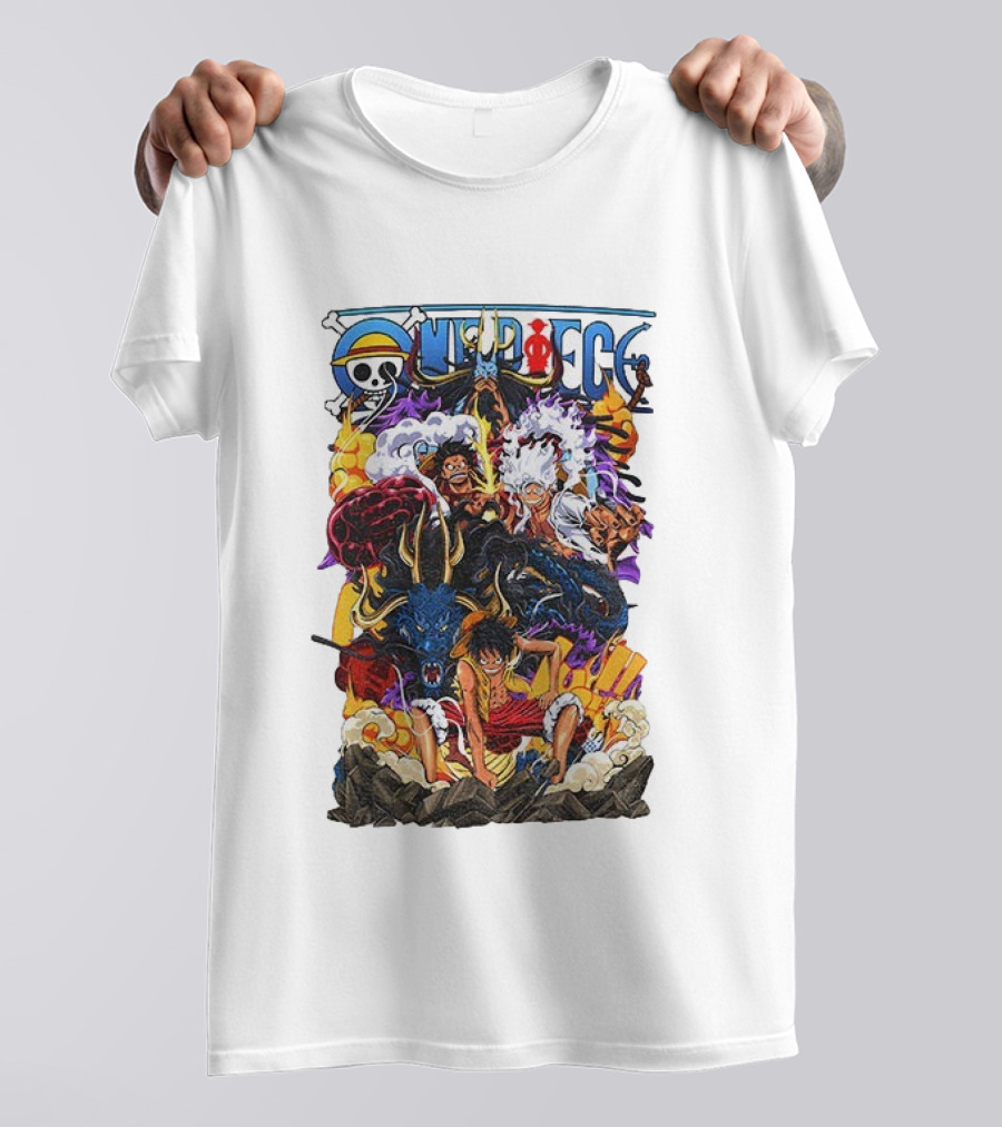 One Piece Anime Luffy Straw Hat Crew Manga Pirate Collage T-Shirt