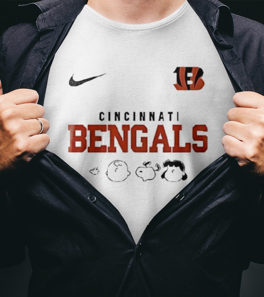 Cincinnati Bengals Nike Peanuts Abbey Road Cartoon Collaboration T-Shirt