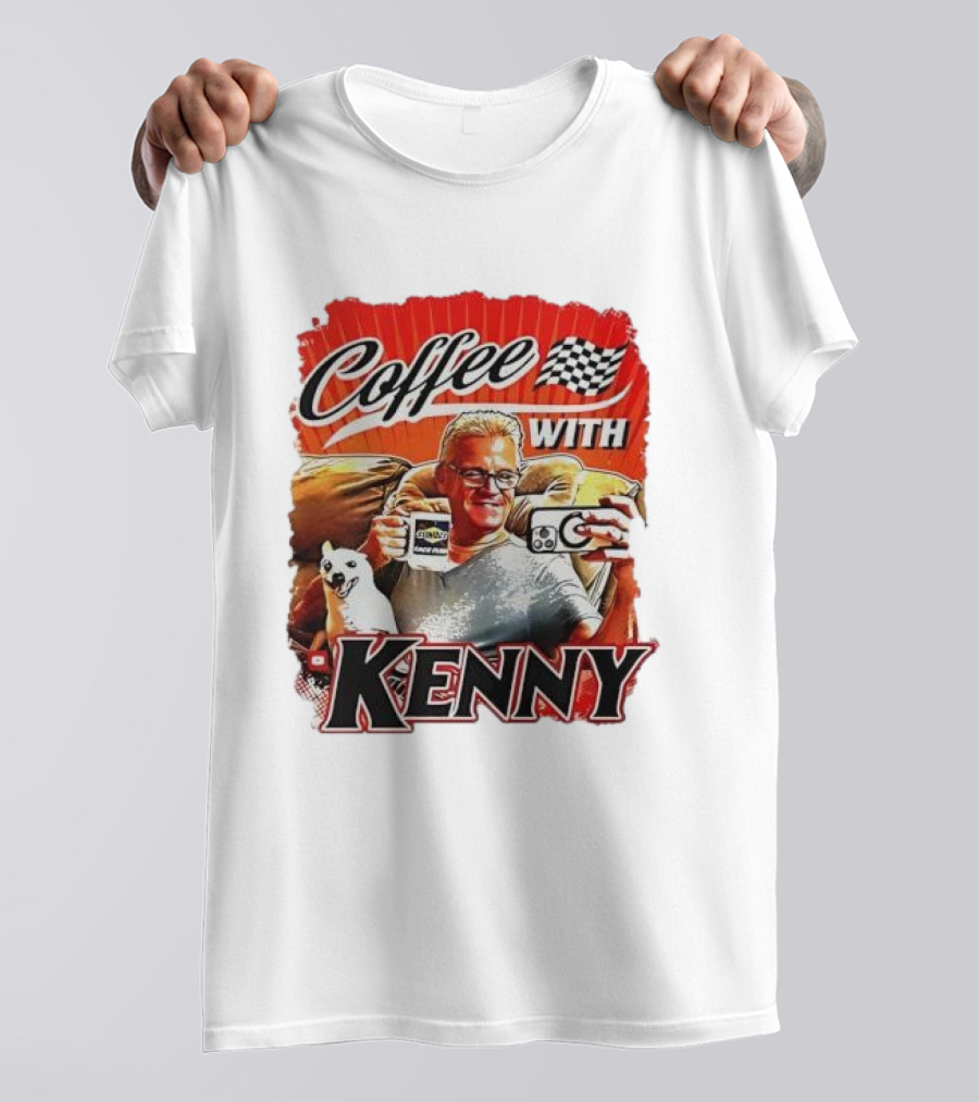 Coffee With Kenny Racing Checkered Flag And Dog T-Shirt