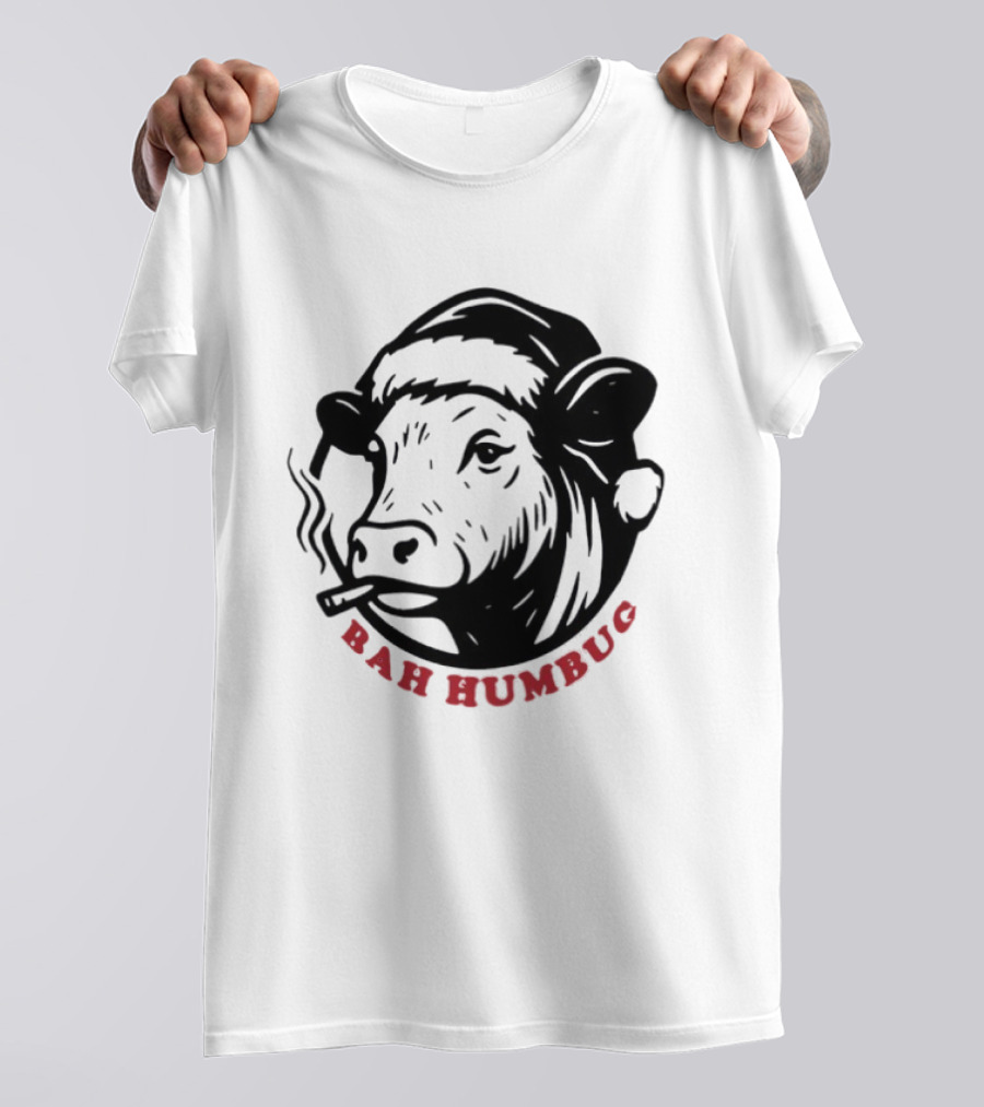 Cow Santa Smoking Bah Humbug Christmas Humor T-Shirt