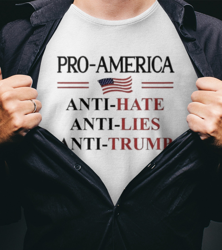 Pro America Anti Trump Hate Lies Resist Flag T-Shirt