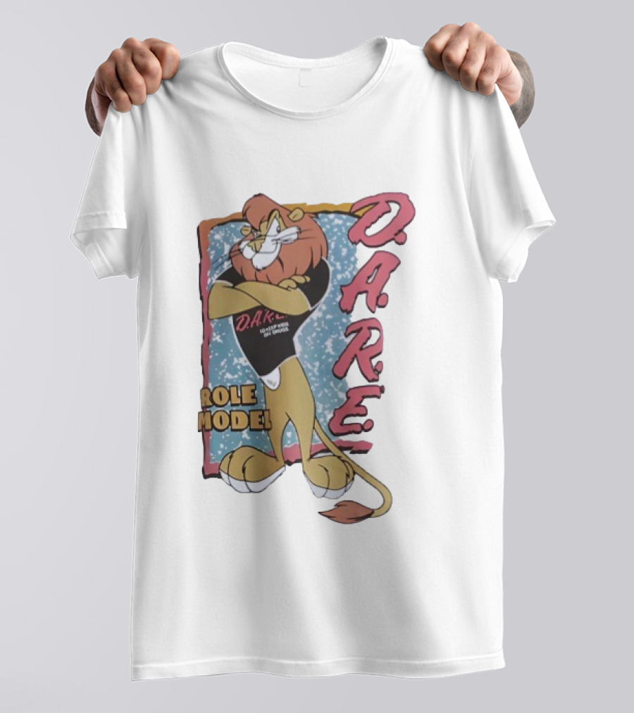 D.A.R.E. Lion Daren Role Model Graphic With Classic Retro Style T-Shirt