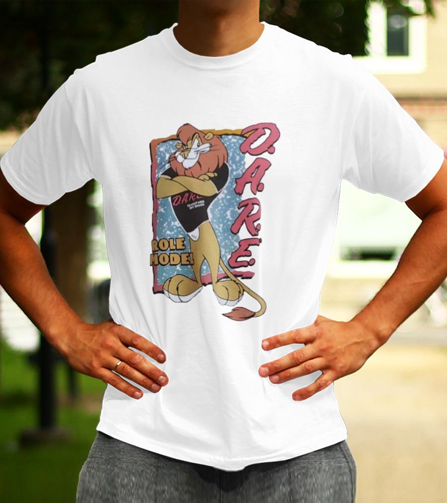 D.A.R.E. Lion Daren Role Model Graphic With Classic Retro Style T-Shirt