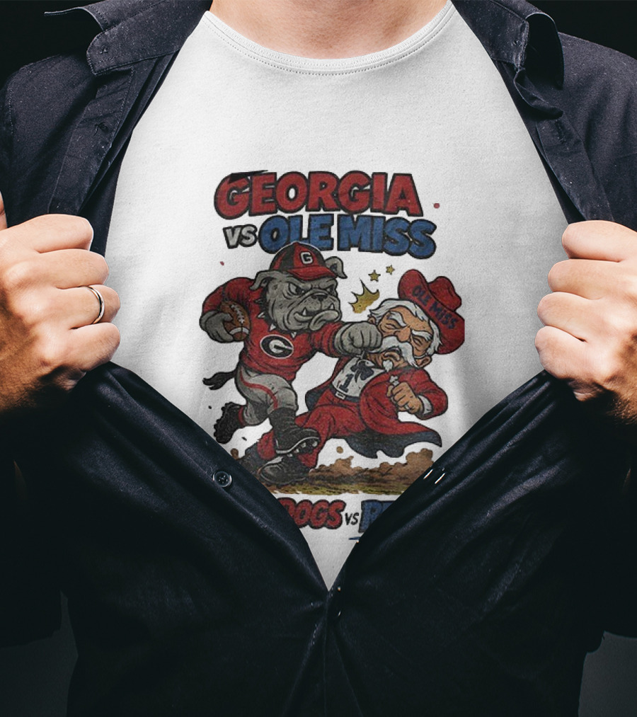 Georgia Vs. Ole Miss Bulldogs Rebels Retro Football Rivalry CFP T-Shirt
