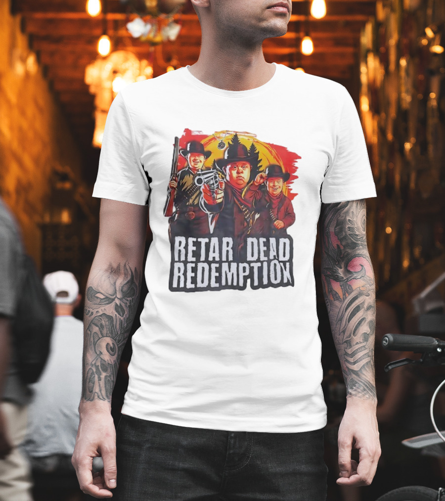 RETAR DEAD REDEMPTION Three Down Men Holding Shotguns Vintage Style T-Shirt
