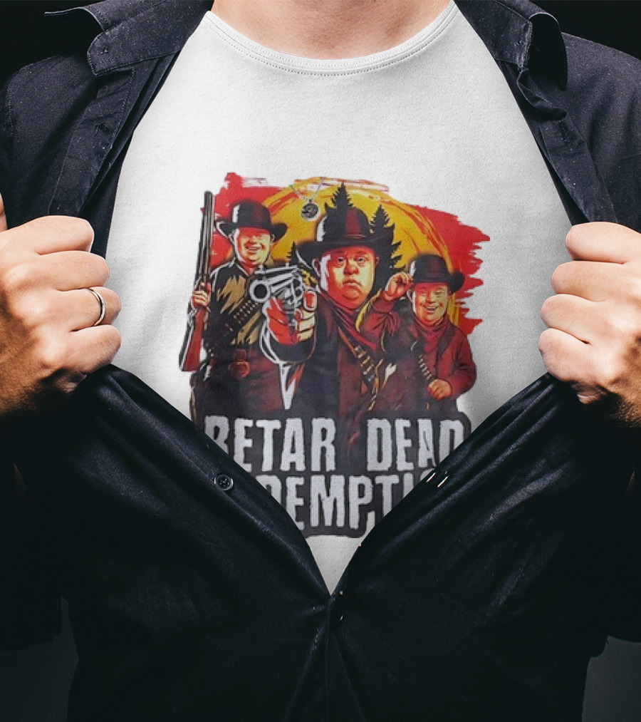 RETAR DEAD REDEMPTION Three Down Men Holding Shotguns Vintage Style T-Shirt