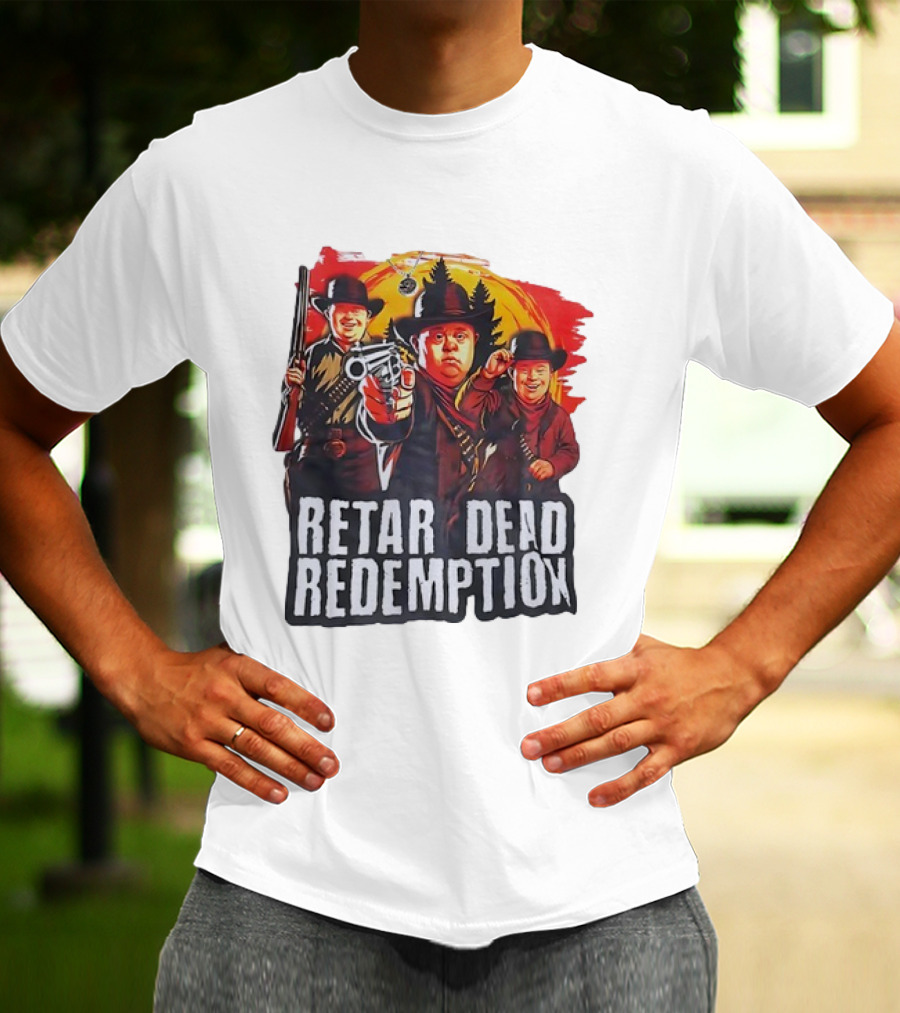 RETAR DEAD REDEMPTION Three Down Men Holding Shotguns Vintage Style T-Shirt