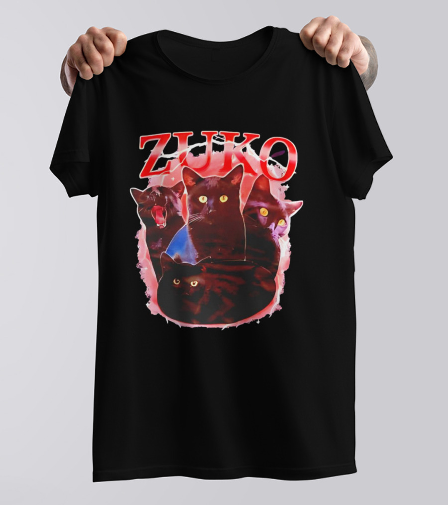 Zuko Cats Black Graphic With Red T-Shirt
