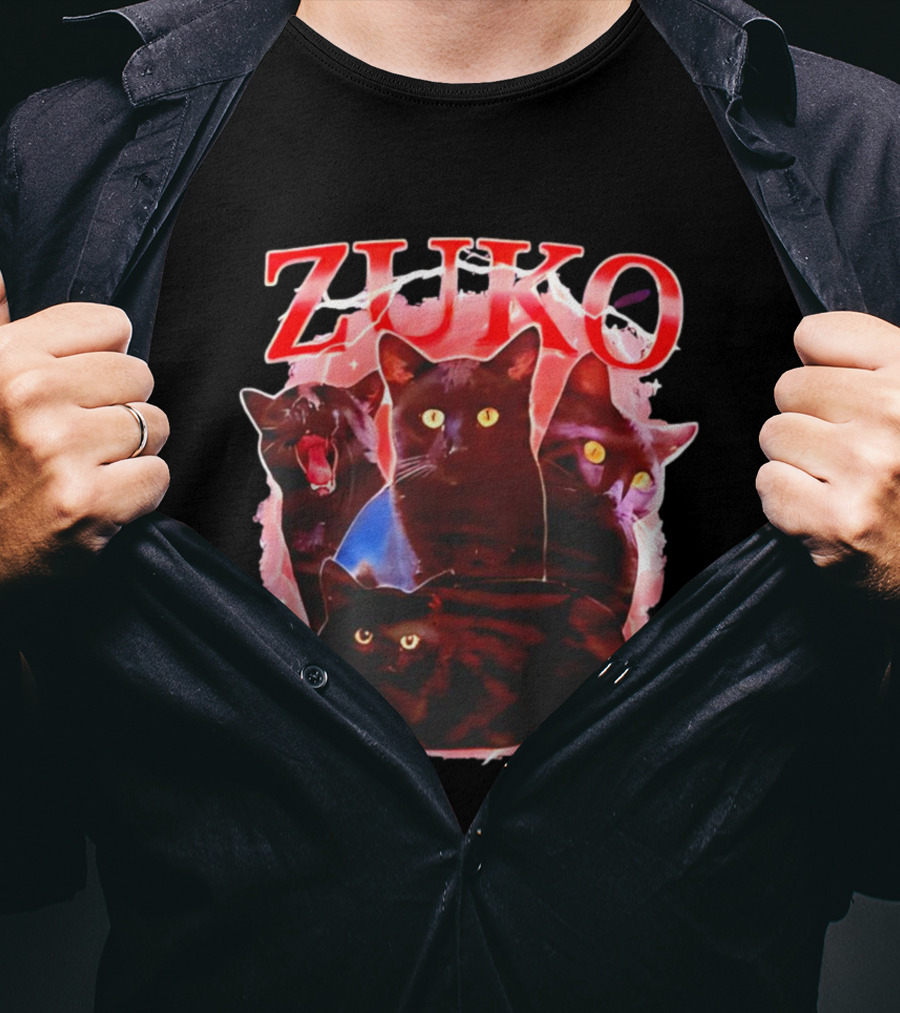 Zuko Cats Black Graphic With Red T-Shirt