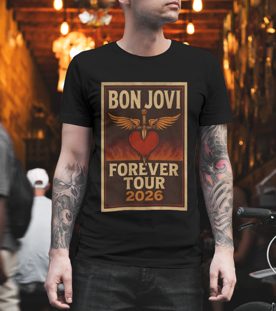 Bon Jovi Forever Tour 2026 Heart Dagger Winged T-Shirt