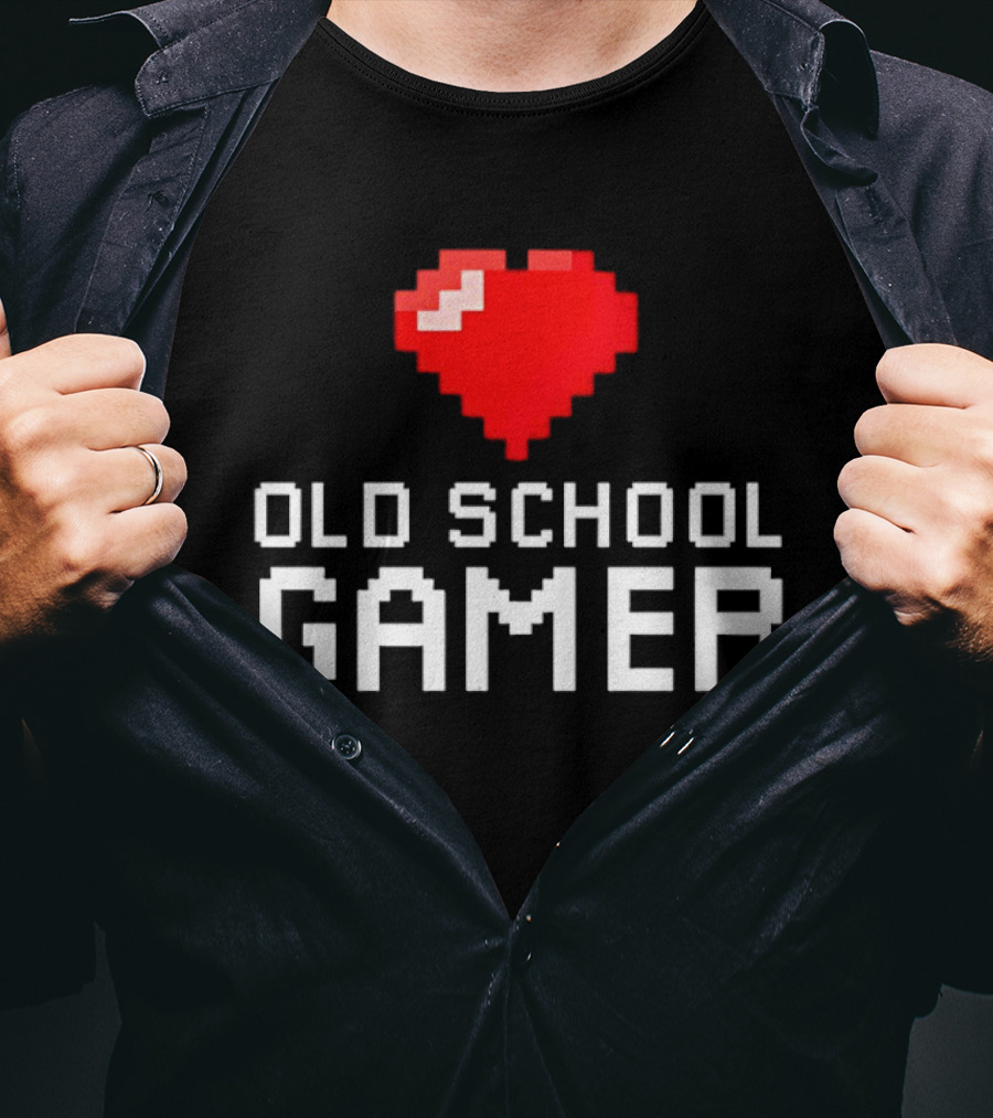 Pixel Heart Old School Gamer T-Shirt