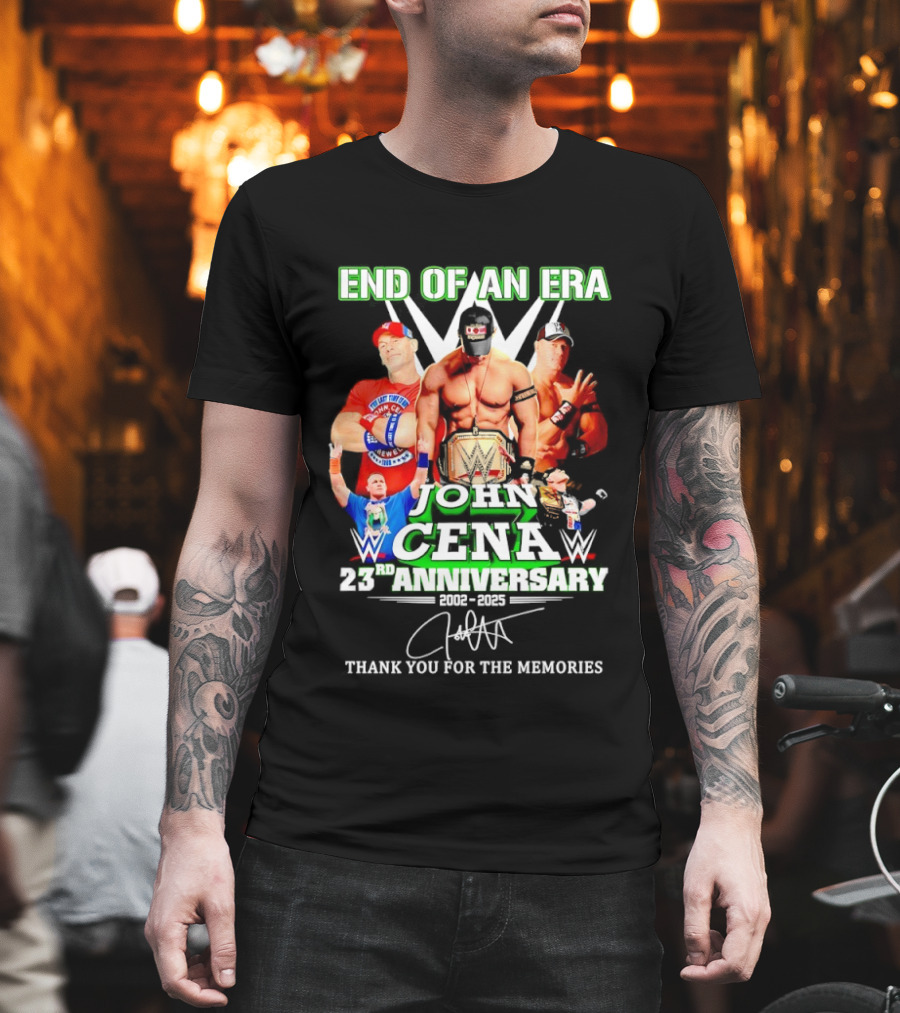 End Of An Era John Cena 23rd Anniversary 2002 2025 WWE Thank You For The Memories T-Shirt