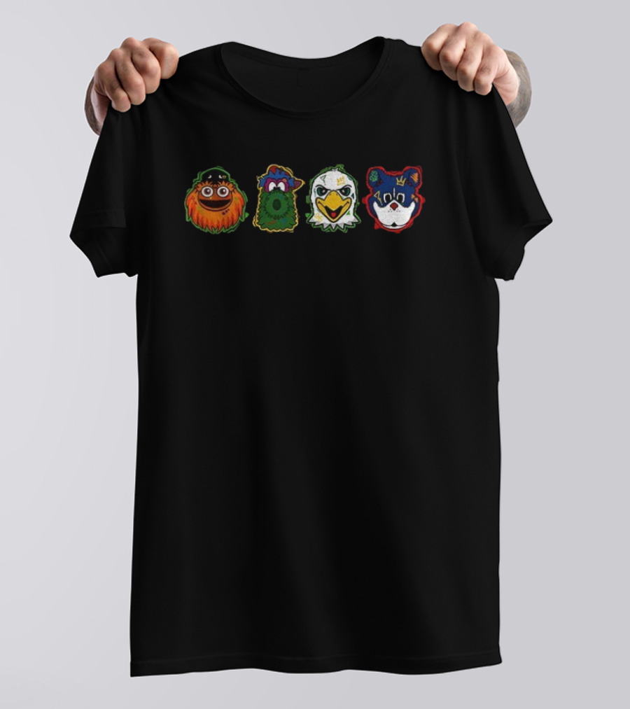 Philadelphia Sports Mascots Gritty Phanatic Swoop Franklin Flyers Phillies Eagles 76ers T-Shirt