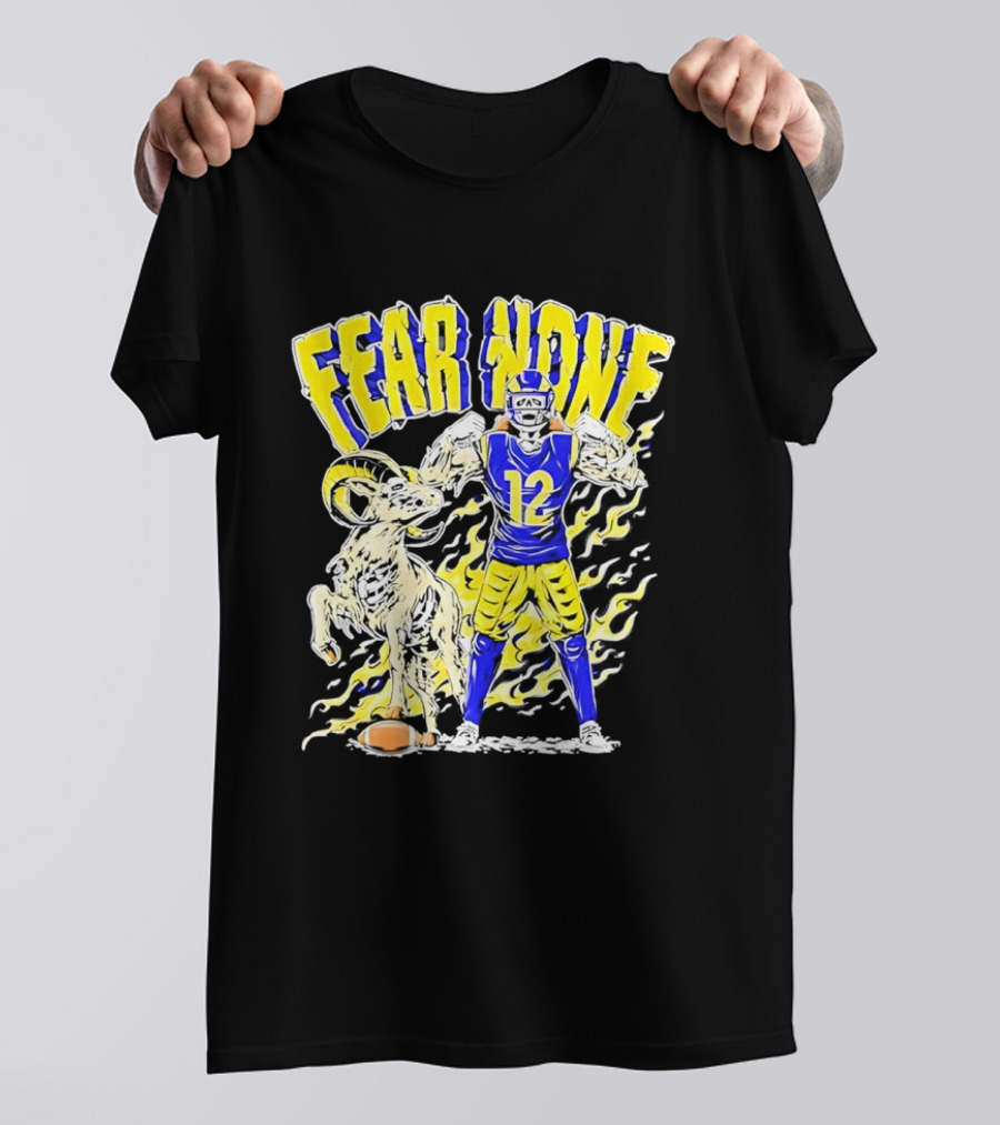 Puka Nacua Fear None 12 Los Angeles Rams Football Skeleton T-Shirt