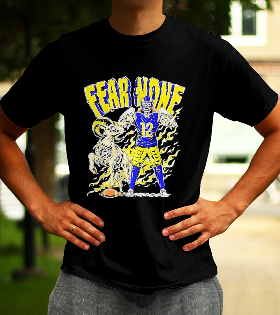 Puka Nacua Fear None 12 Los Angeles Rams Football Skeleton T-Shirt