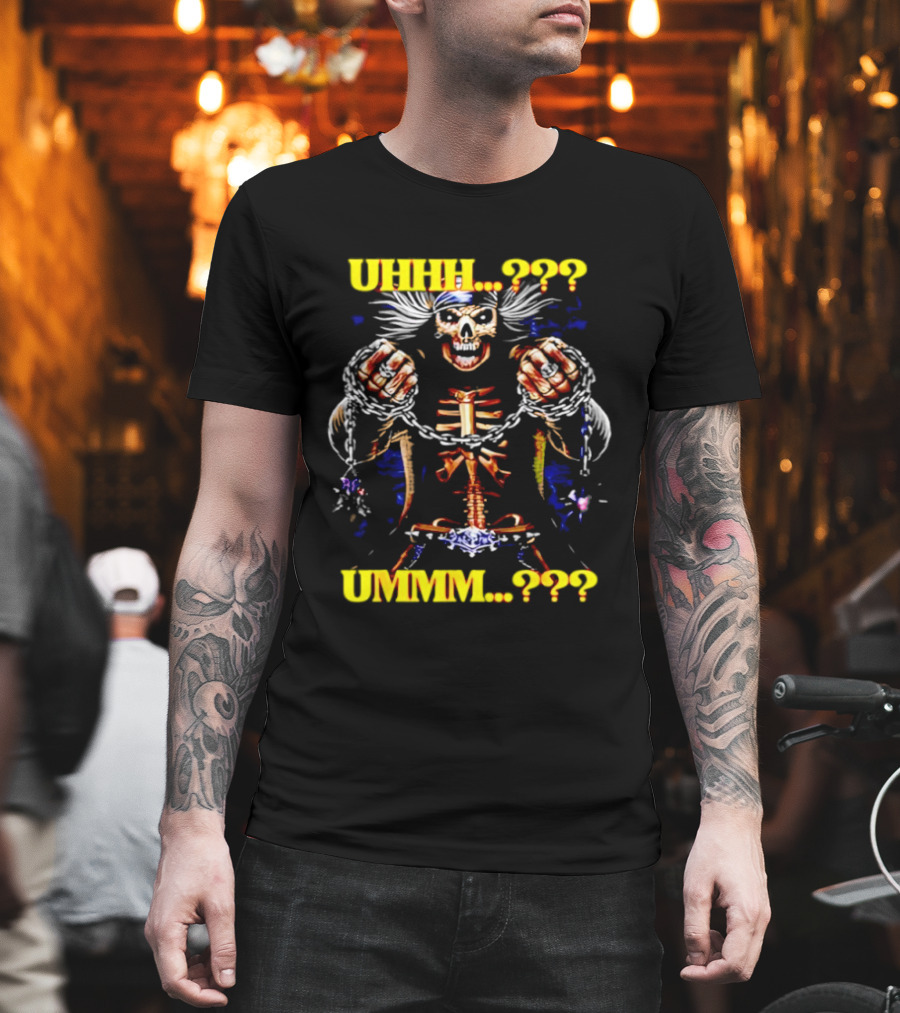Skeleton Uhhh Ummm Horror Question Marks T-Shirt
