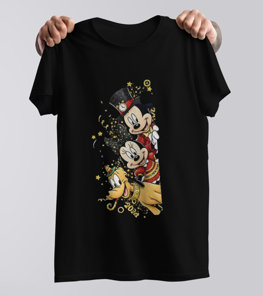Mickey Mouse Happy New Year 2023 Pluto Minnie Celebration T-Shirt