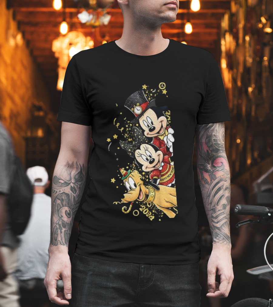 Mickey Mouse Happy New Year 2023 Pluto Minnie Celebration T-Shirt