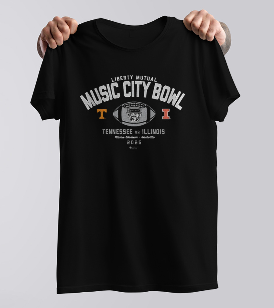 Liberty Mutual Music City Bowl Tennessee Vs Illinois Nissan Stadium Nashville 2025 T-Shirt