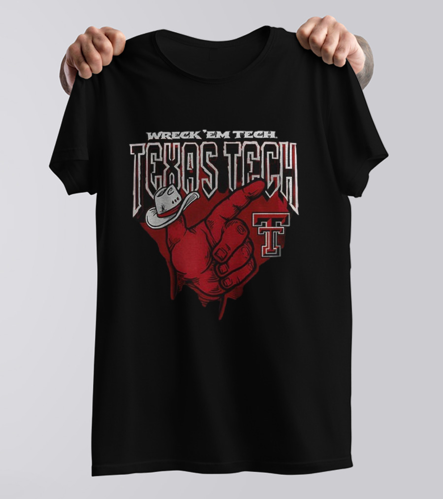Wreck 'Em Tech Texas Tech Red Raiders Cowboy Hand Sign T-Shirt