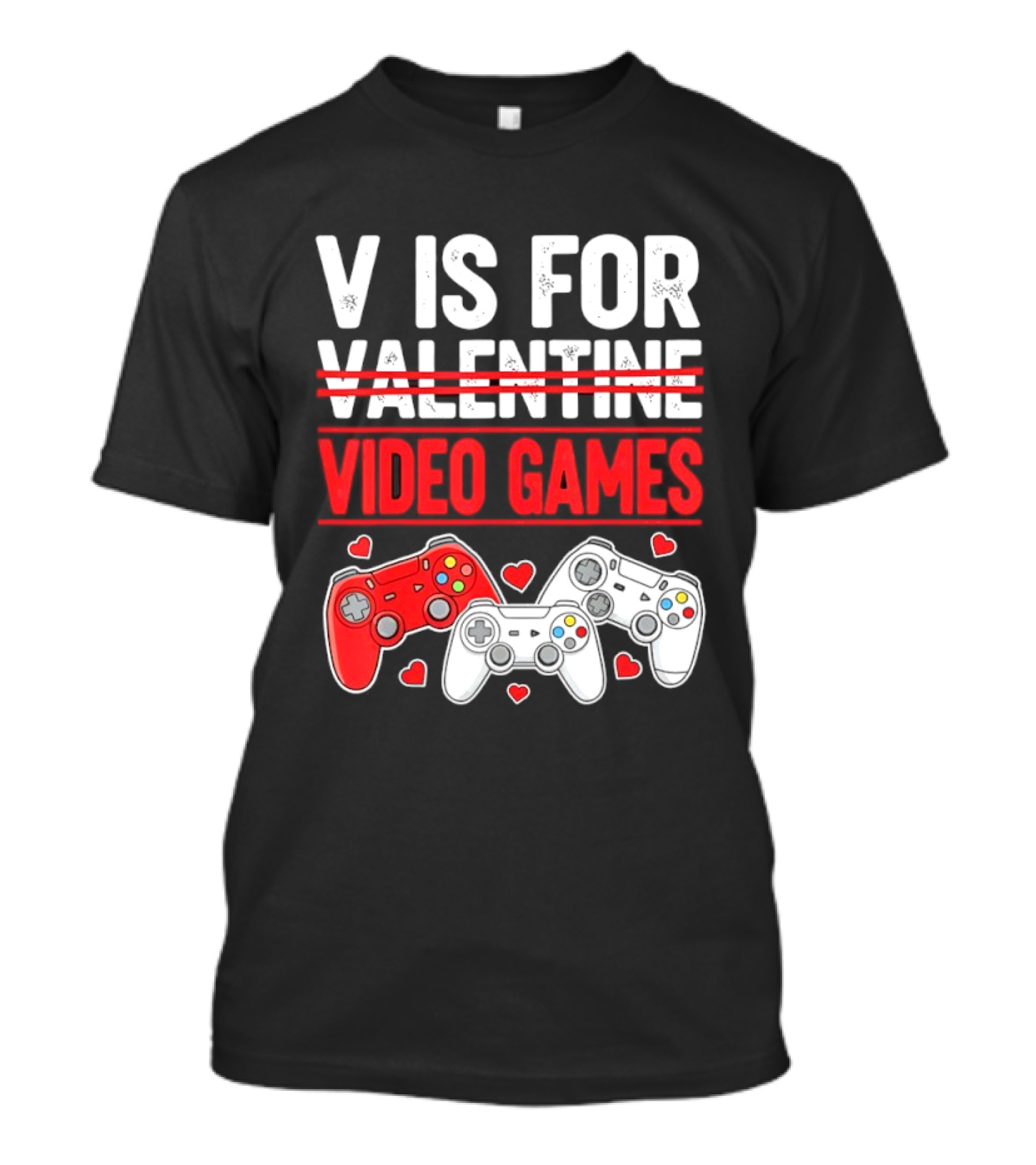 V Is For Video Games Valentines Controllers Hearts T-Shirt