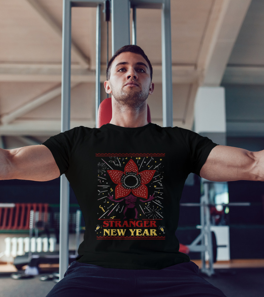 Demogorgon Stranger New Year Upside Down Monster Celebration T-Shirt