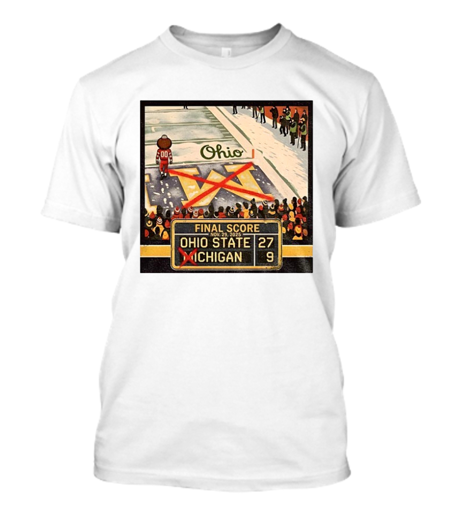 Ohio State 27 Michigan 9 Final Score 2025 Brutus Crossing Out The M Ohio Rivalry T-Shirt