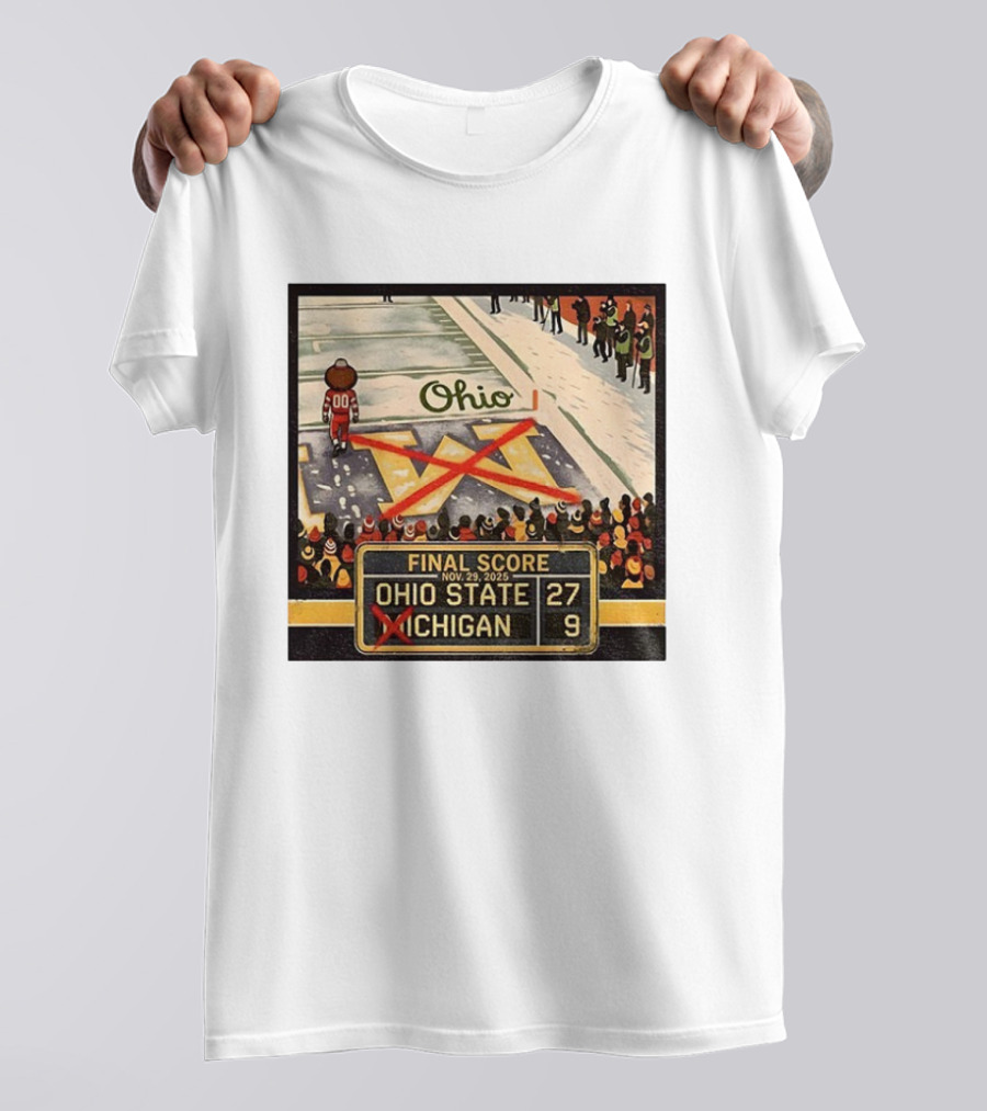 Ohio State 27 Michigan 9 Final Score 2025 Brutus Crossing Out The M Ohio Rivalry T-Shirt