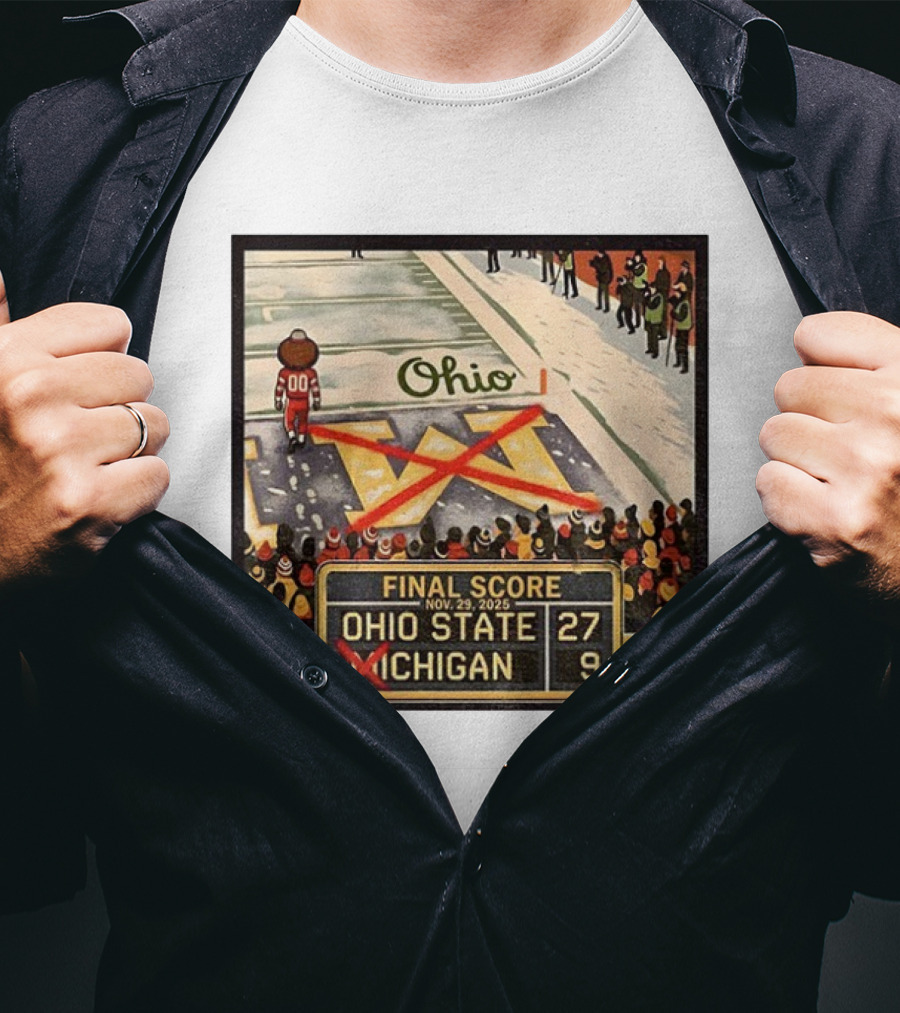 Ohio State 27 Michigan 9 Final Score 2025 Brutus Crossing Out The M Ohio Rivalry T-Shirt