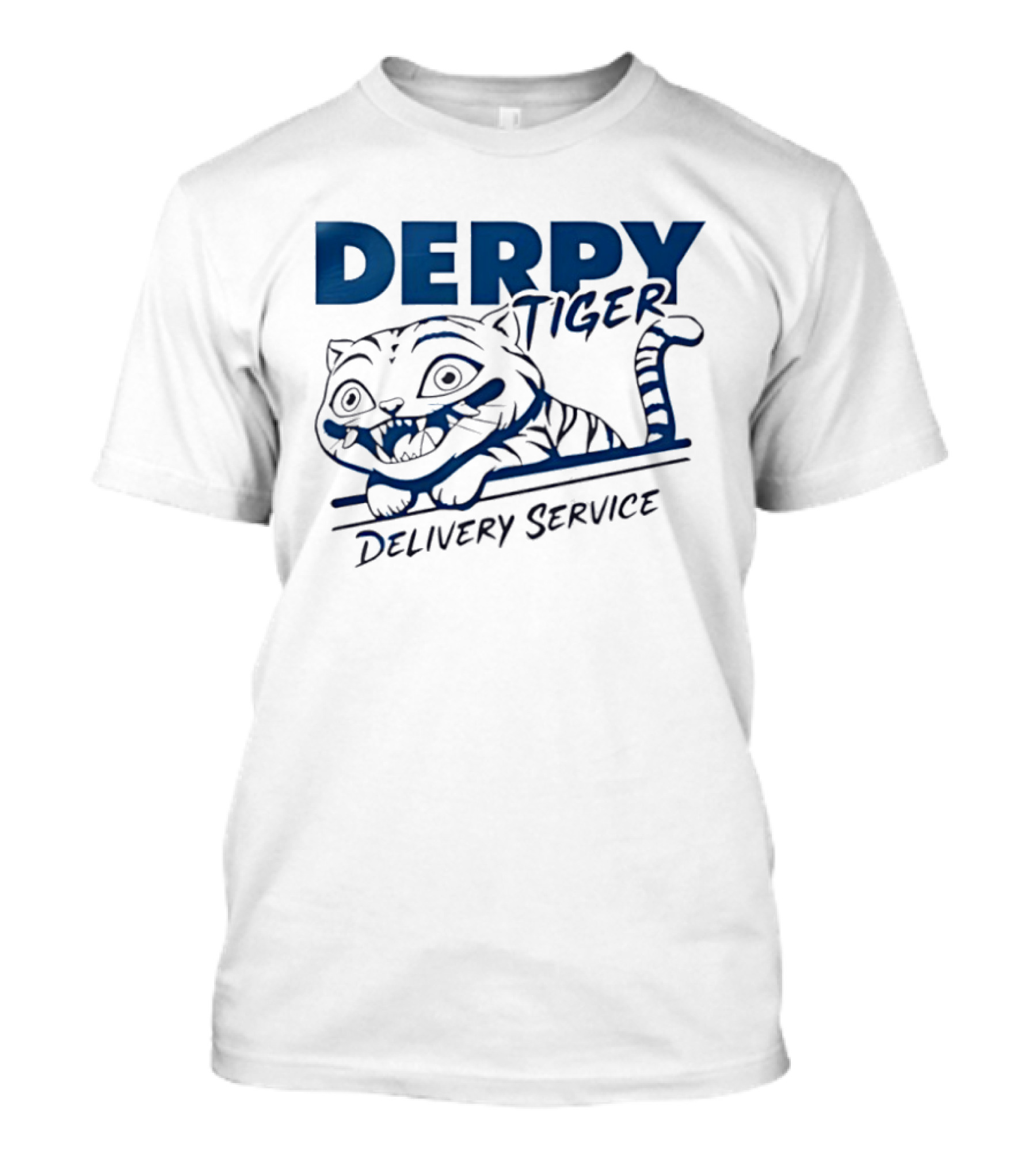 Derpy Tiger Delivery Service Cute Cartoon Animal T-Shirt